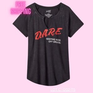 Torrid Split-Neck Raglan Tee — DARE Black Wash — Size 6